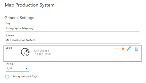 Upload a logo from the app's settings dialog box Upload a logo from the app's settings dialog box