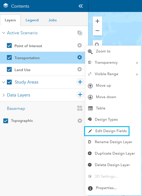 Edit Design Fields option Edit Design Fields option